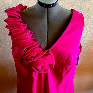 $249.00 NWT 22W Stunning ruffle neck Betsy & Adam Women’s pink Sleeveless Gown